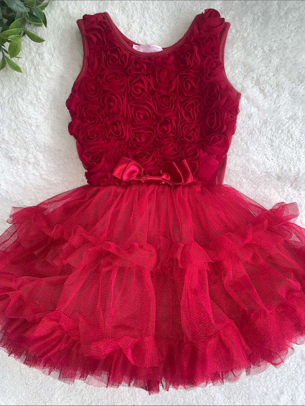 Popatu Girls Red Rose Soutach Petti Dress EUC 24M Tulle